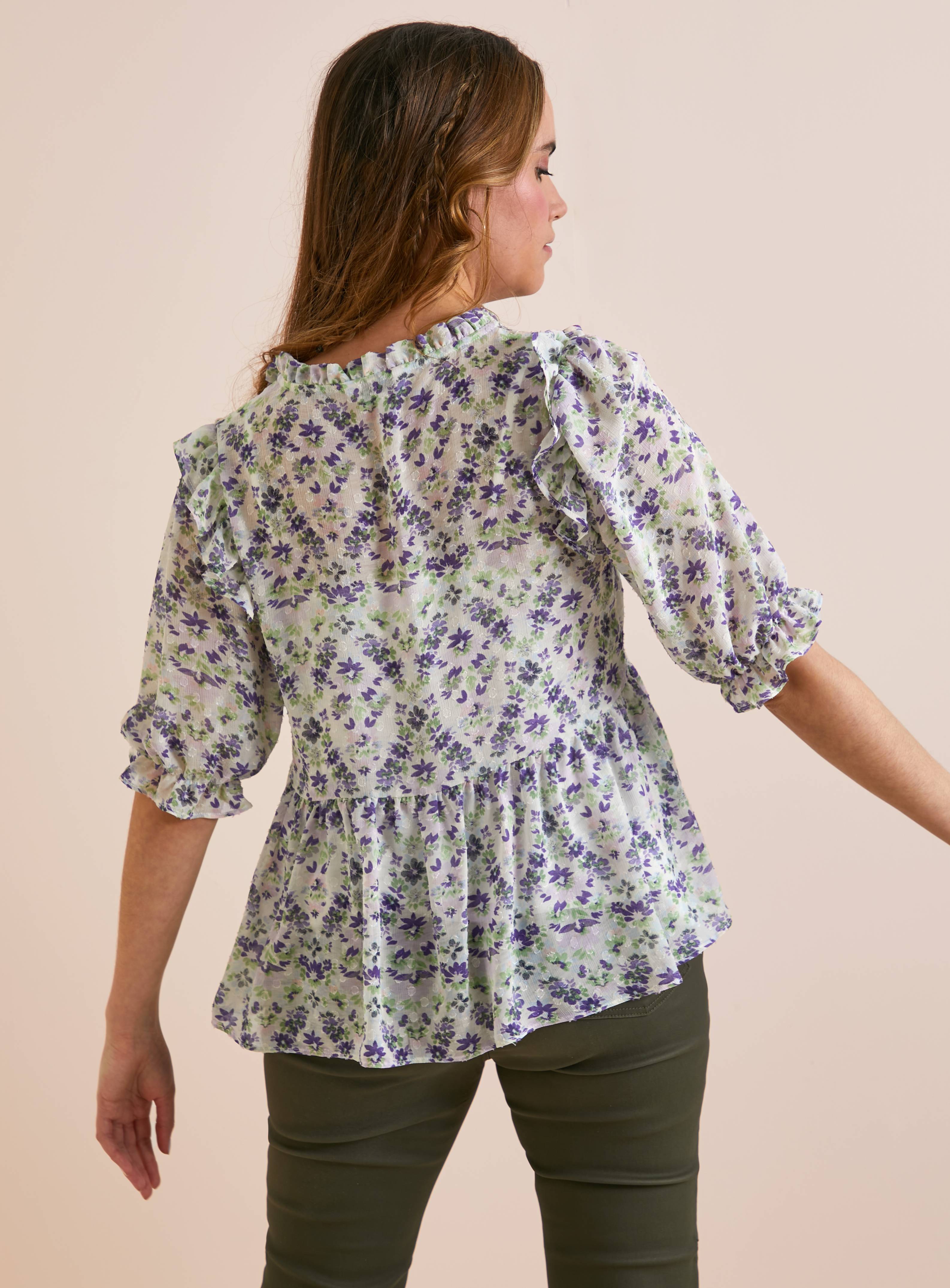 Everbelle Trellis Floral Dobby Blouse 14 - Image 4